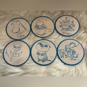 Disney California Adventure Lamplight Lounge Pixar Doodle Coaster Set of 6